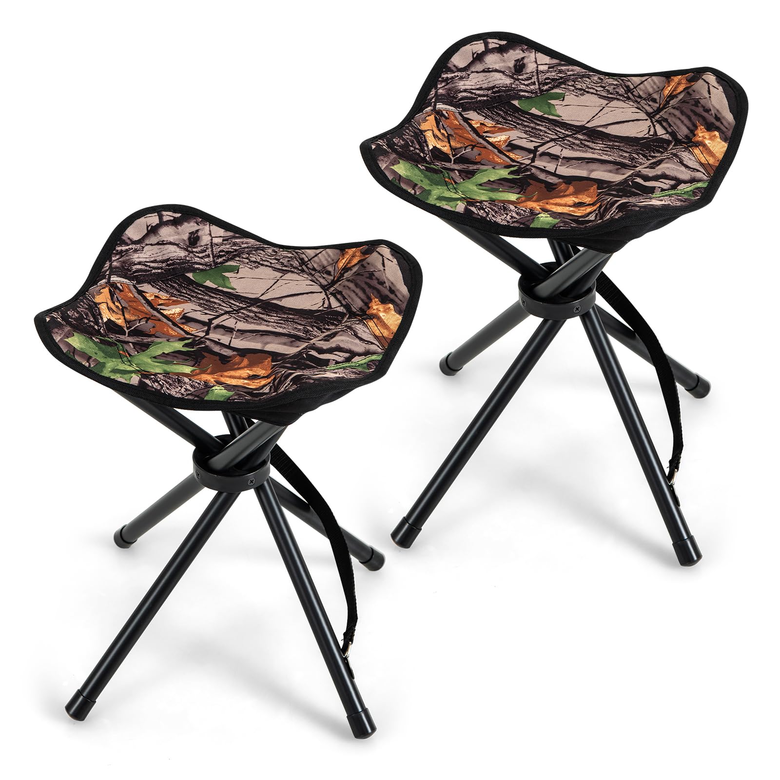 Tangkula 2 Pack Hunting Stool, Heavy-Duty 4 Legged Stool with Camouflage Pattern